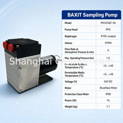 BAXIT PM33387-96 Low Corrosion Resistant Gas Sampling Pump DC24V Brushless DC Motor Micro Diaphragm Pump for CEMS VOC Flue Gas