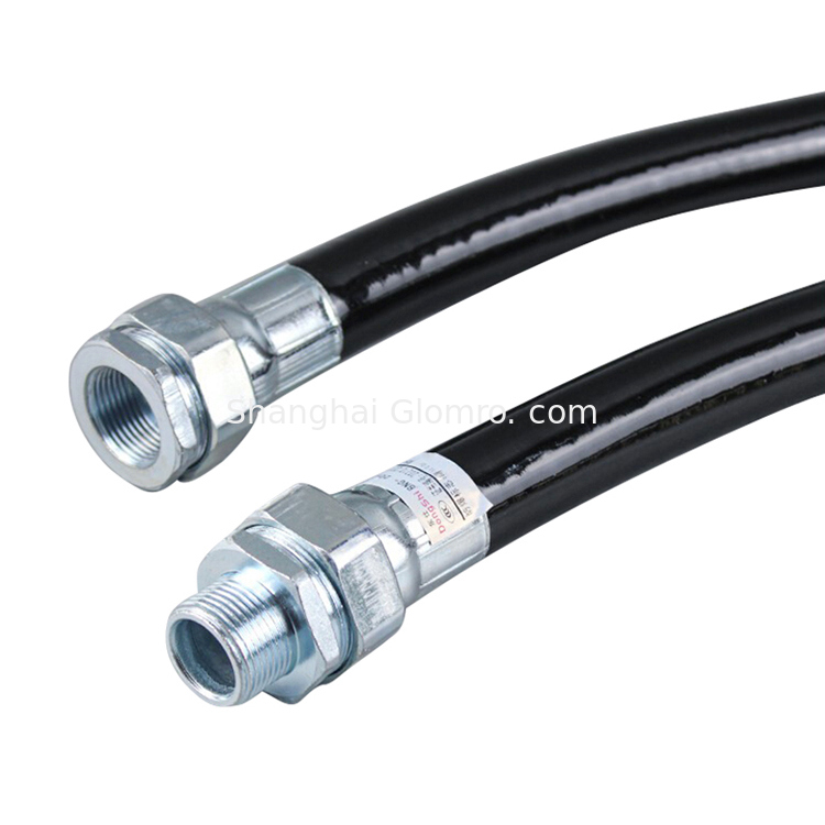 DN20 Explosion Proof Flexible Conduit Stainless Steel Corrugated Hose for Hazardous Areas Rubber Tubing