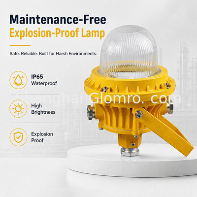 Đèn chống cháy nổ GLOMRO 30W không cần bảo trì, mặt kính cường lực cho nhà kho, trạm xăng, lắp đặt treo